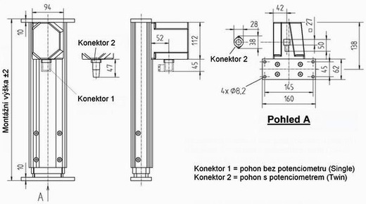 Výkres sloupového pohonu COLONNE