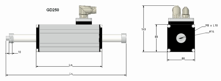 Rozměry motoru GD250