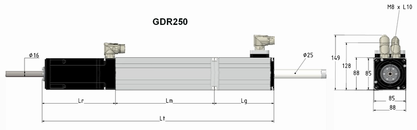 Rozměry motoru GDR250